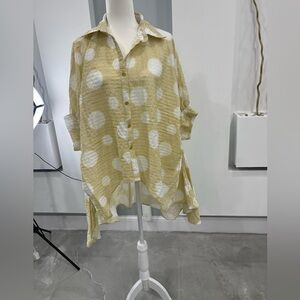 Patrizia Luca Yellow and White Striped Blouse